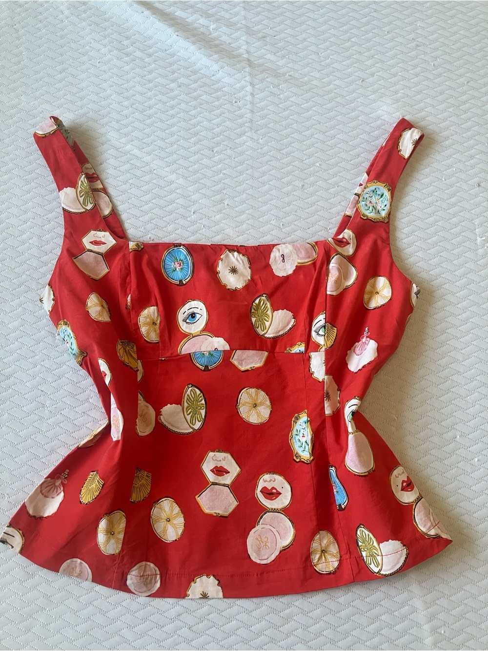 Anthropologie Novelty Art Print Peplum Tank Top